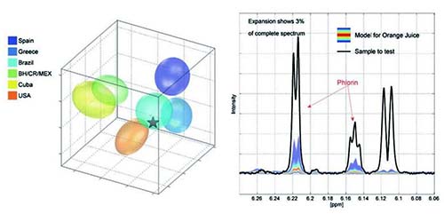 NMRによるフルーツジュースの解析例