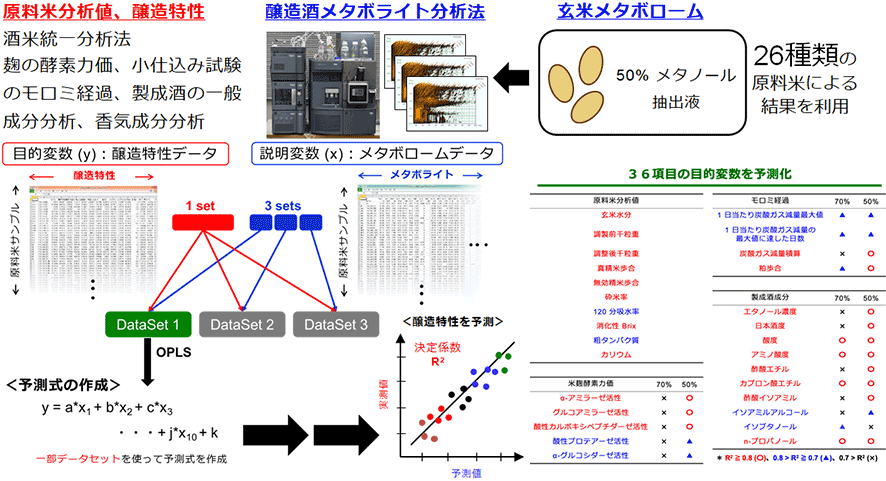 図４　１g の玄米からの清酒成分などの醸造特性予測
